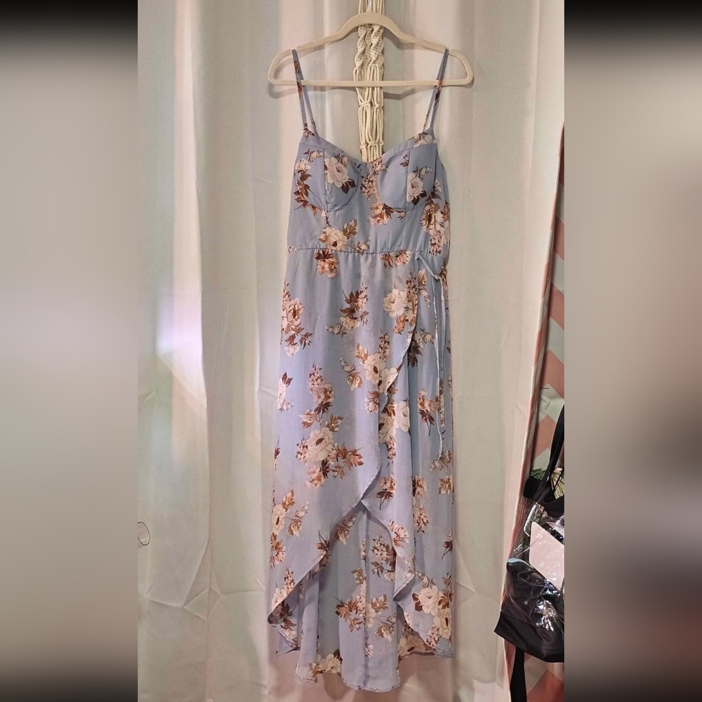 Lily Rose High Low Dress in Blue Floral